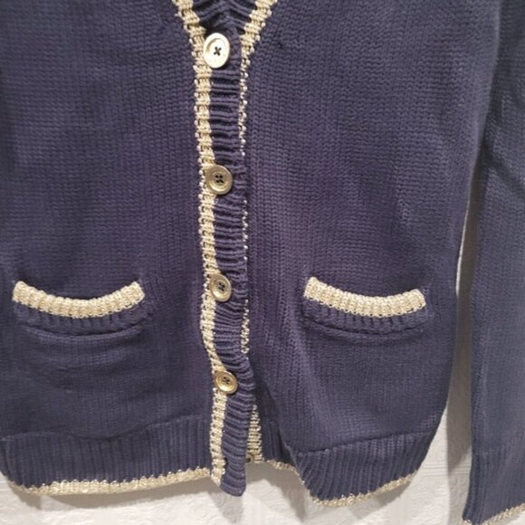 Juicy Couture y2k navy gold trim cardigan - Picture 6 of 10